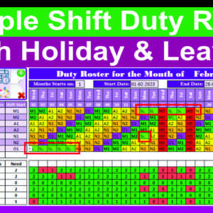 Multiple Shift Duty Roster With Leaves & Holidays in Excel