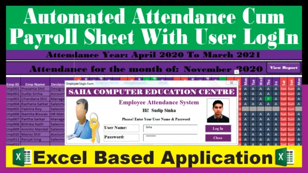 Automatic Attendance Cum Payroll With User Login in Excel