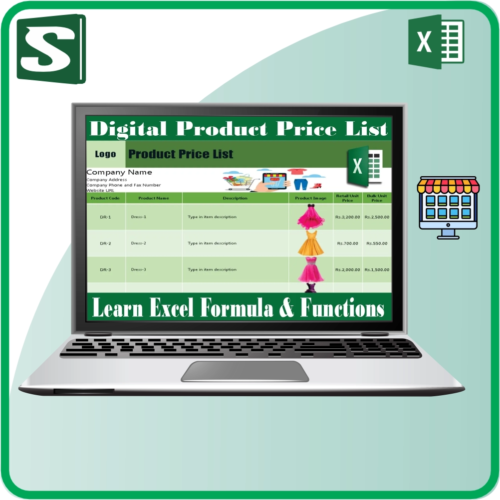 Digital Product Price List in Excel