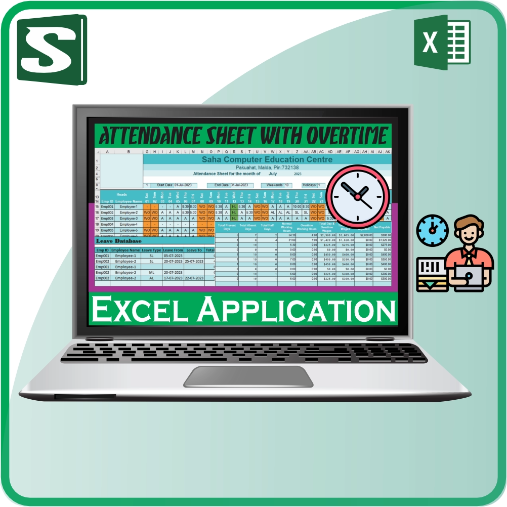 Automatic Attendance Sheet With Overtime in Excel